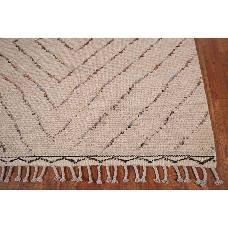 All-Over Geometric Moroccan Oriental Area Rug Hand-Knotted Wool Carpet - 7'0" x 10'5"