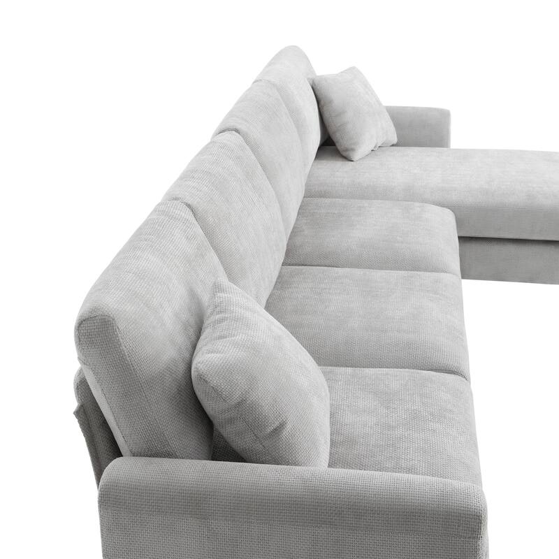 119" Oversized L-Shaped 5-Seater Sectional with Chaise and 2 Pillows for Living Room, Apartment, or Office