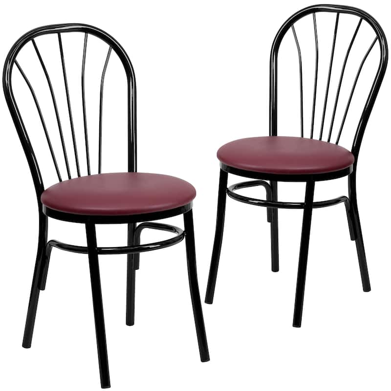 2 Pack Fan Back Metal Chair - Vinyl Seat - 16"W x 20"D x 34.5"H - 16"W x 20"D x 34.5"H