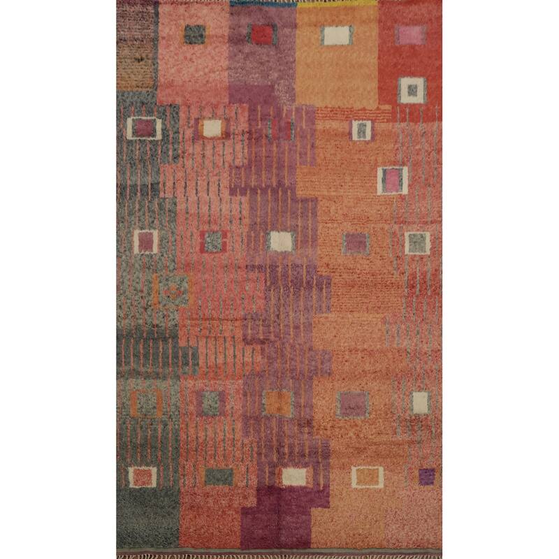 Hand Knotted Oriental 100% Wool Carpet Modern Geometric Oranges & Rust Moroccan Area Rug - 14' 5'' X 9' 5''