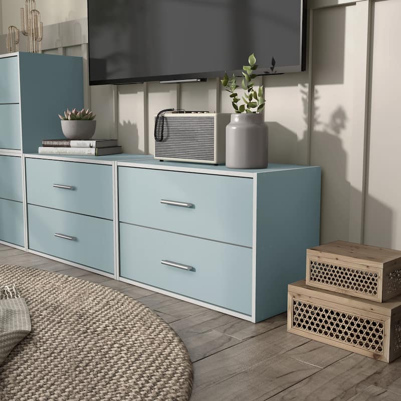 DH BASIC Modern Wood Customizable Stackable Storage Organizer - Cube Shelves, Drawer Cabinet, Bookcase with Doors by Denhour