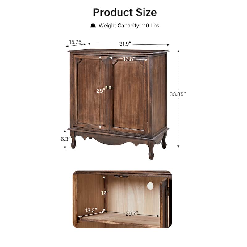 Pallantium 34"Tall-2 Door Farmhouse Style Accent Cabinet by HULALA HOME