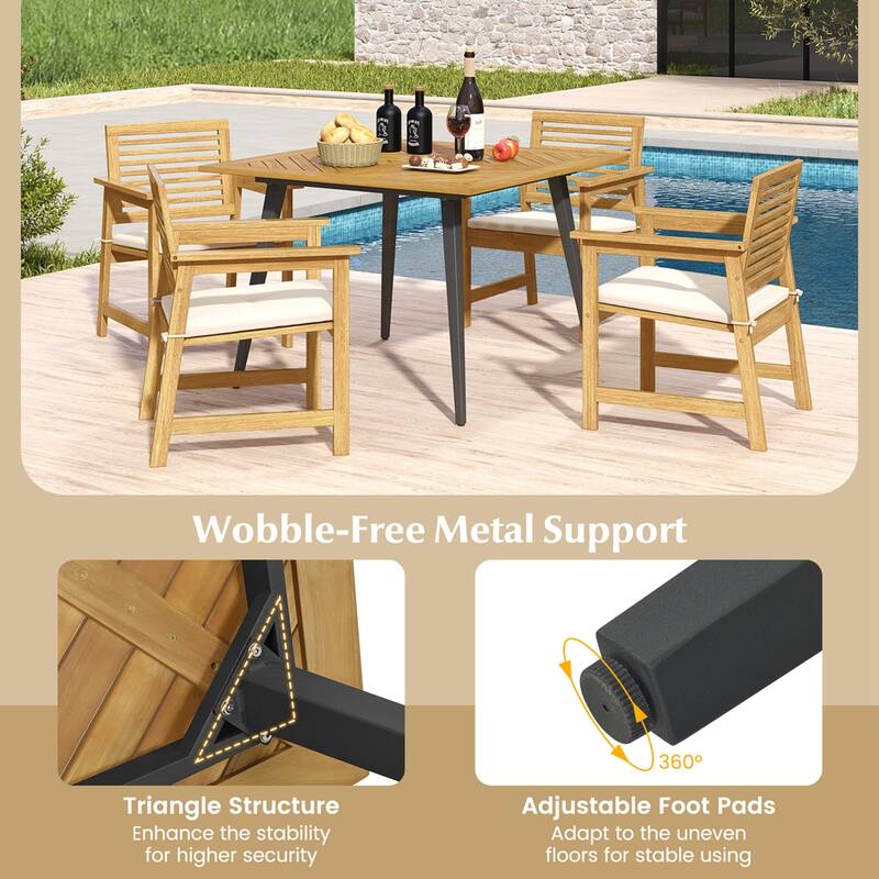 Costway 4-Person 42.5" Outdoor Dining Table with 1.9" Umbrella Hole, - Natural - See Details