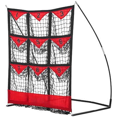 9 Hole Baseball Net with Carry Bag, Strike Zone, Ground Stakes, for Youth Adults
