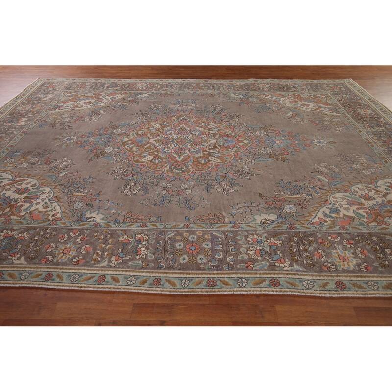 Tabriz Vintage Persian Area Rug Handmade Wool Carpet - 9'9" x 12'9"
