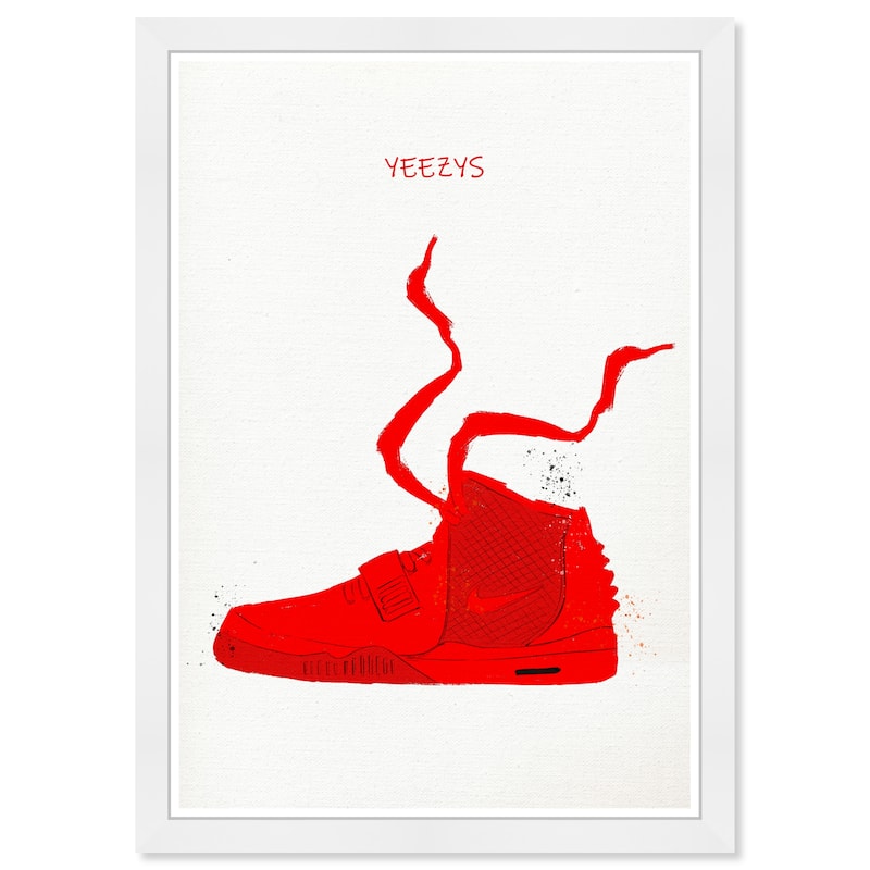 Wynwood Studio Prints Fashion and Glam YEEZYS Drawing I Red and Modern & Contemporary Wall Art Canvas Print
