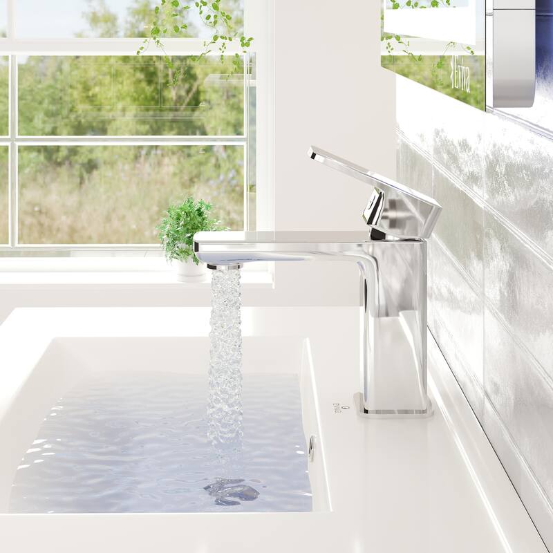 Eviva Lux Single-Handle Waterfall Single-Hole Bathroom Faucet with Deckplate Included
