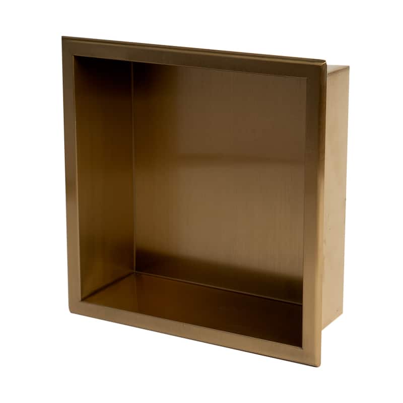 ALFI brand 12" x 12" Brushed Gold PVD Stainless Steel Square Single Shelf Shower Niche