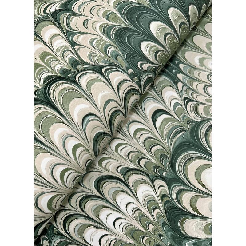 A-Street Prints Octavia Dark Green Marbled Ink Wallpaper
