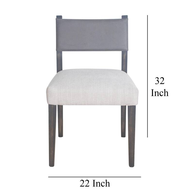 Liom Dining Side Chair Set of 2, Ash Gray Fabric, Blackwash Frame