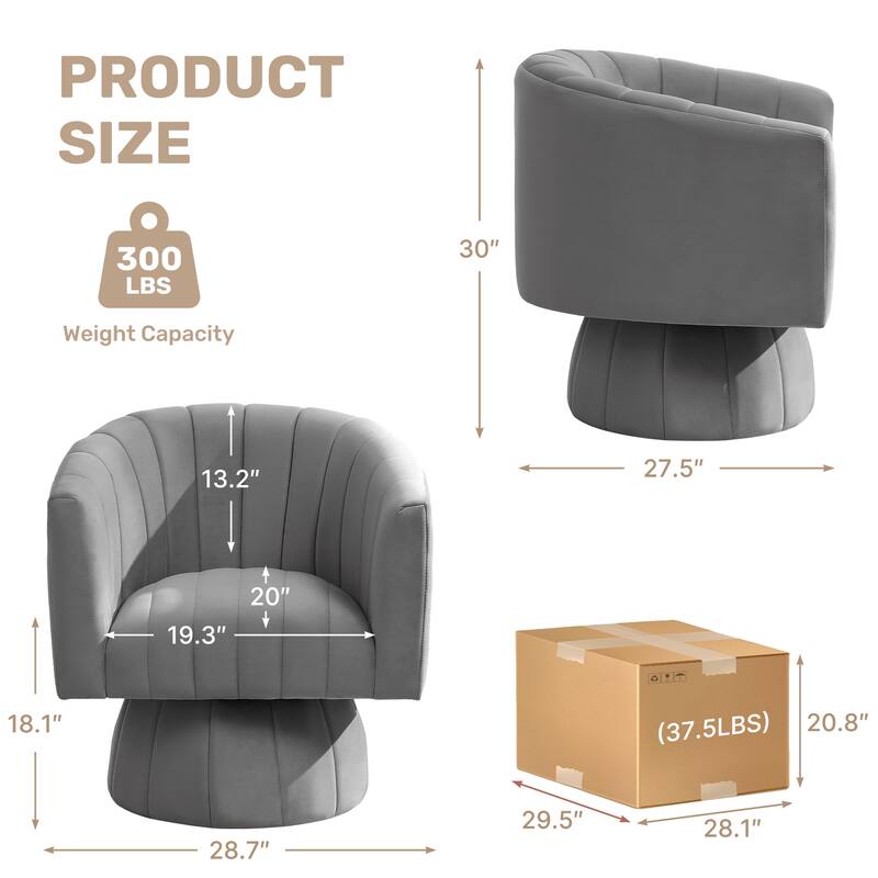 HOMYKA Swivel Accent Barrel Chair Cute Comfy Arm Chair Set 2