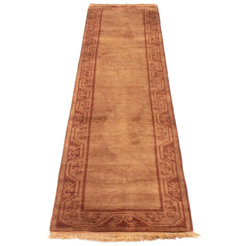 ECARPETGALLERY Hand-knotted Color Transition Brown Wool Rug - 2'10 x 11'4