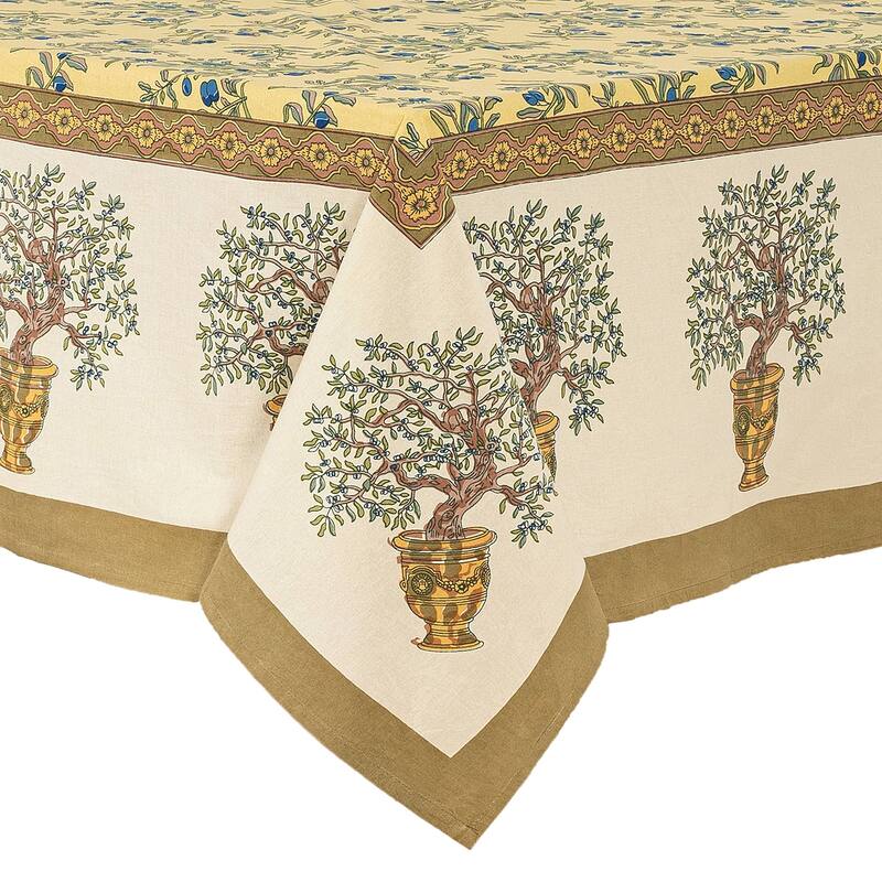 Couleur Nature Gold/ Blue Olive Tree Rectangle Tablecloth