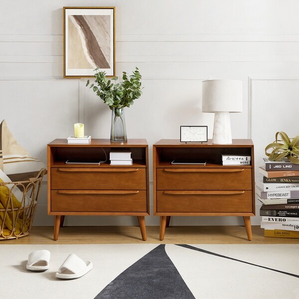 Kay Mid-century Modern 2 - Drawer Nightstand with Built-In