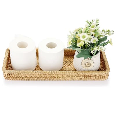 Rattan Bathroom Vanity Tray - 16"L x 6.5"W x 1.8"H