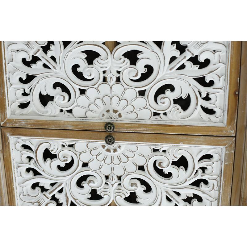 Buffet Cabinet with Storage, Accent Cabinet with 4 Carved Doors, Wood Sideboard with Shelf for Living Room, Dining Room