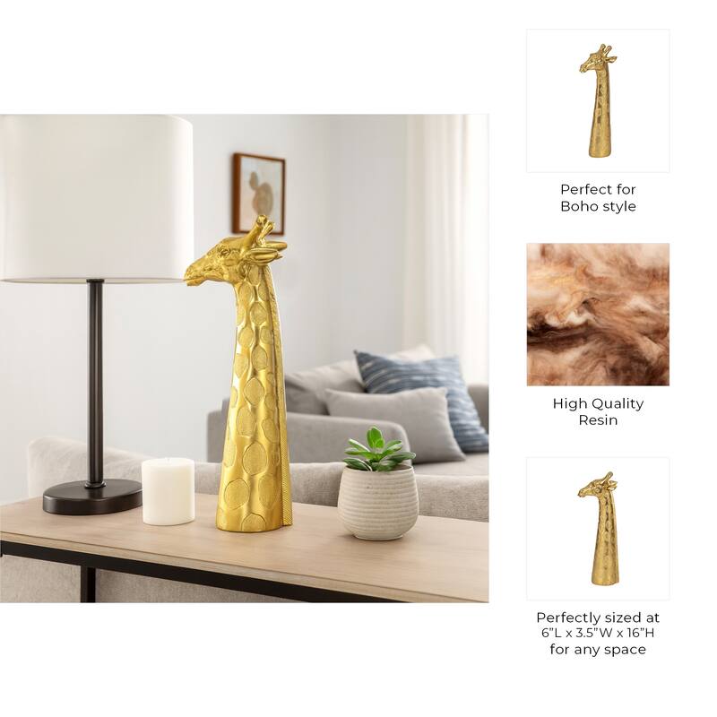 Resin Modern Giraffe Head Figurine Decor - Gold