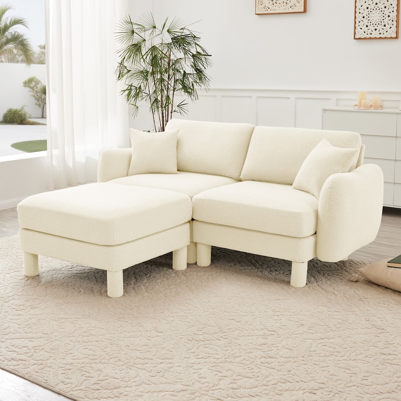Loveseat Sofa, 78" 2-Seater Upholstered Couch Modern Sectional Couches with Shell-shaped Armrests for Living Room