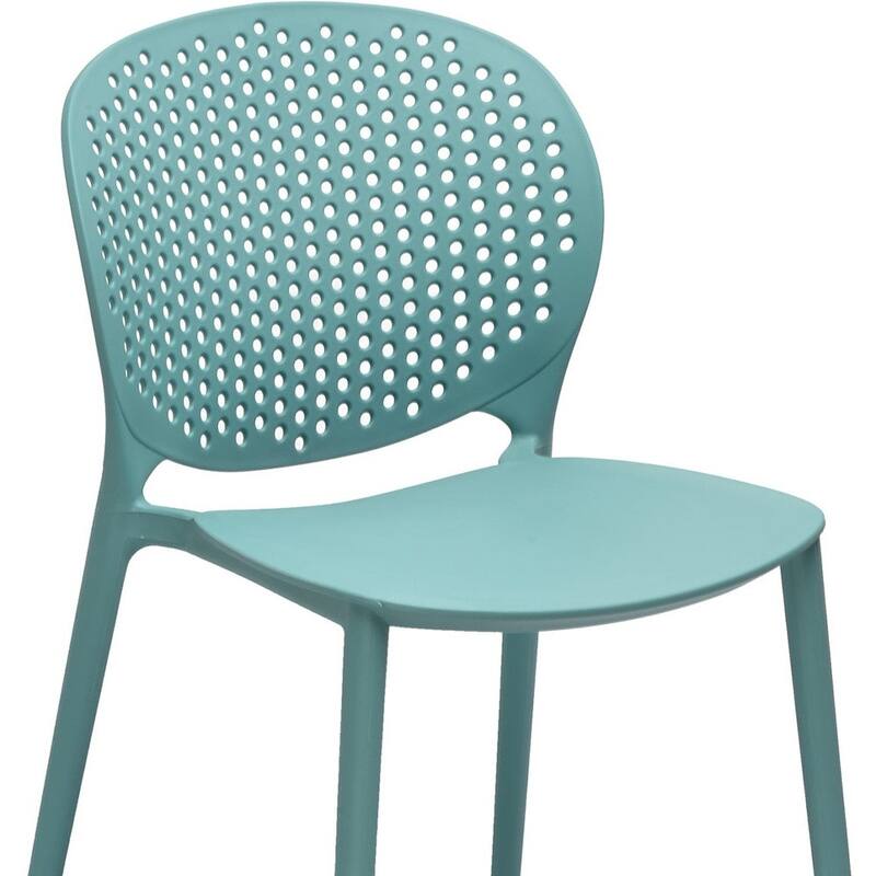 HomeRoots Set of Four Blue Heavy Duty Plastic Dining Side Chairs - 19.00 in. x 31.00 in. x 22.00 in.