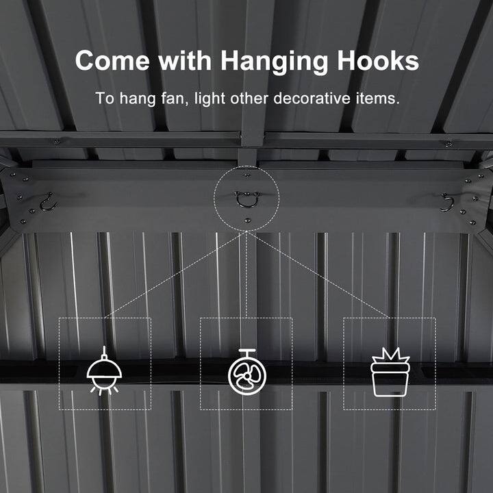 PURPLE LEAF Outdoor Galvanized Steel Hardtop Gazebo, Aluminum Frame Gazebo With Curtains