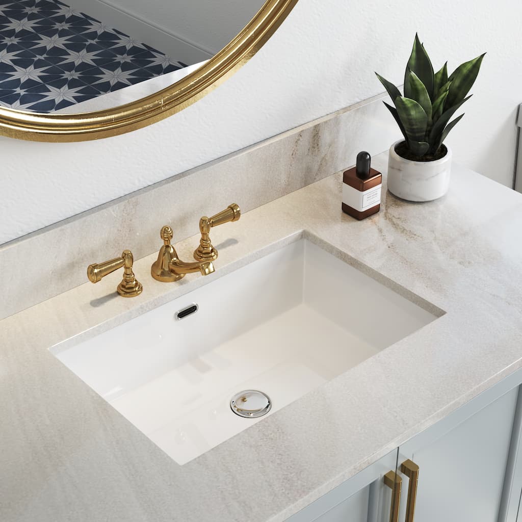 HOROW 23.63 in. White Ceramic Rectangular Undermount Sink with Overflow Drain