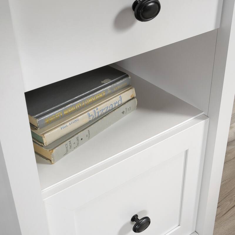 Wood L-Shaped Desk with Drawer