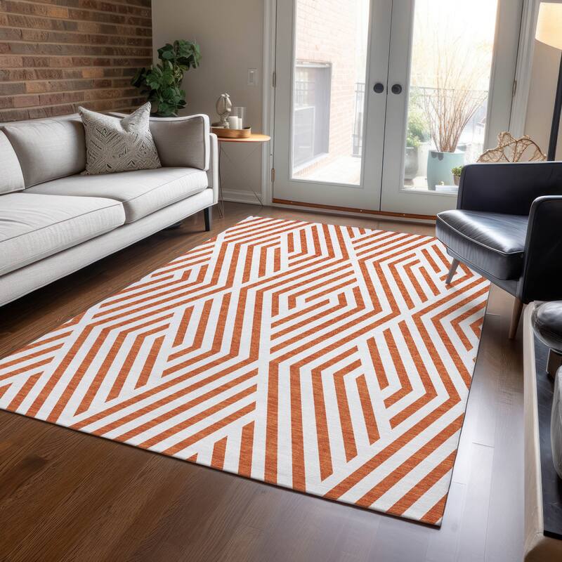 Mave Abstract Shapes Weather Resistant Classic Meets Modern Outdoor Rug