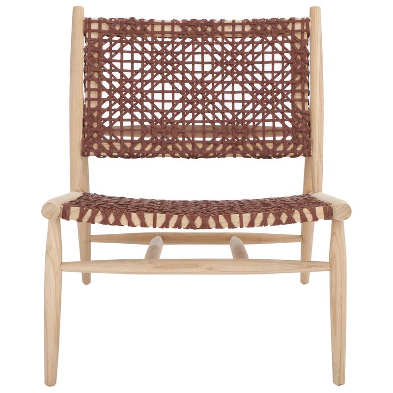SAFAVIEH Bandelier Open Leather Weave Squared Accent Chair. - 26" W x 32" D x 31" H