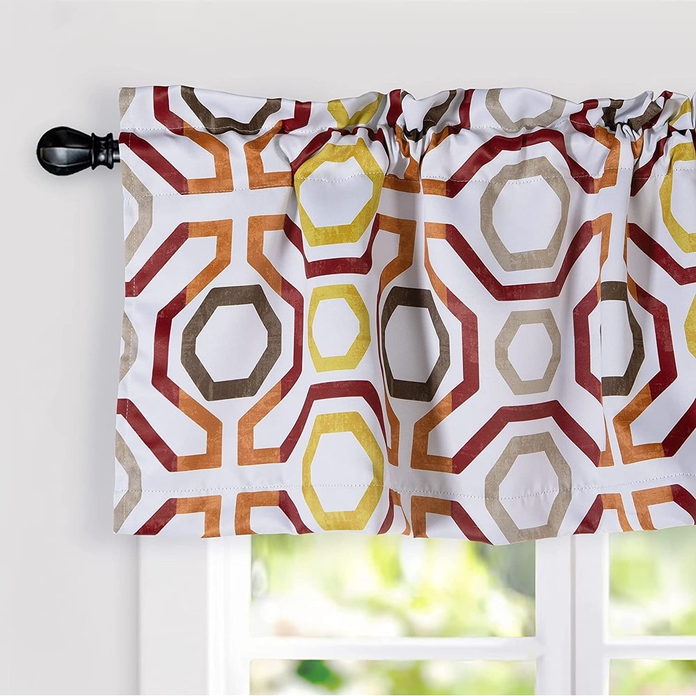 DriftAway Camden Blackout Valance for Kitchen Geometric Lattice Printed Valance