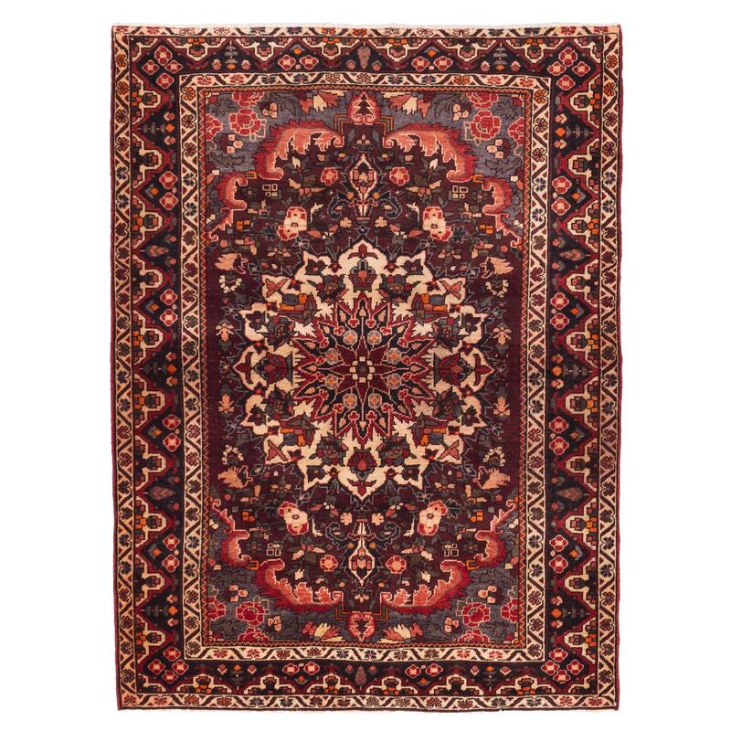 ECARPETGALLERY Hand-knotted Kayseri Vintage Dark Burgundy Wool Rug - 5'1 x 6'11