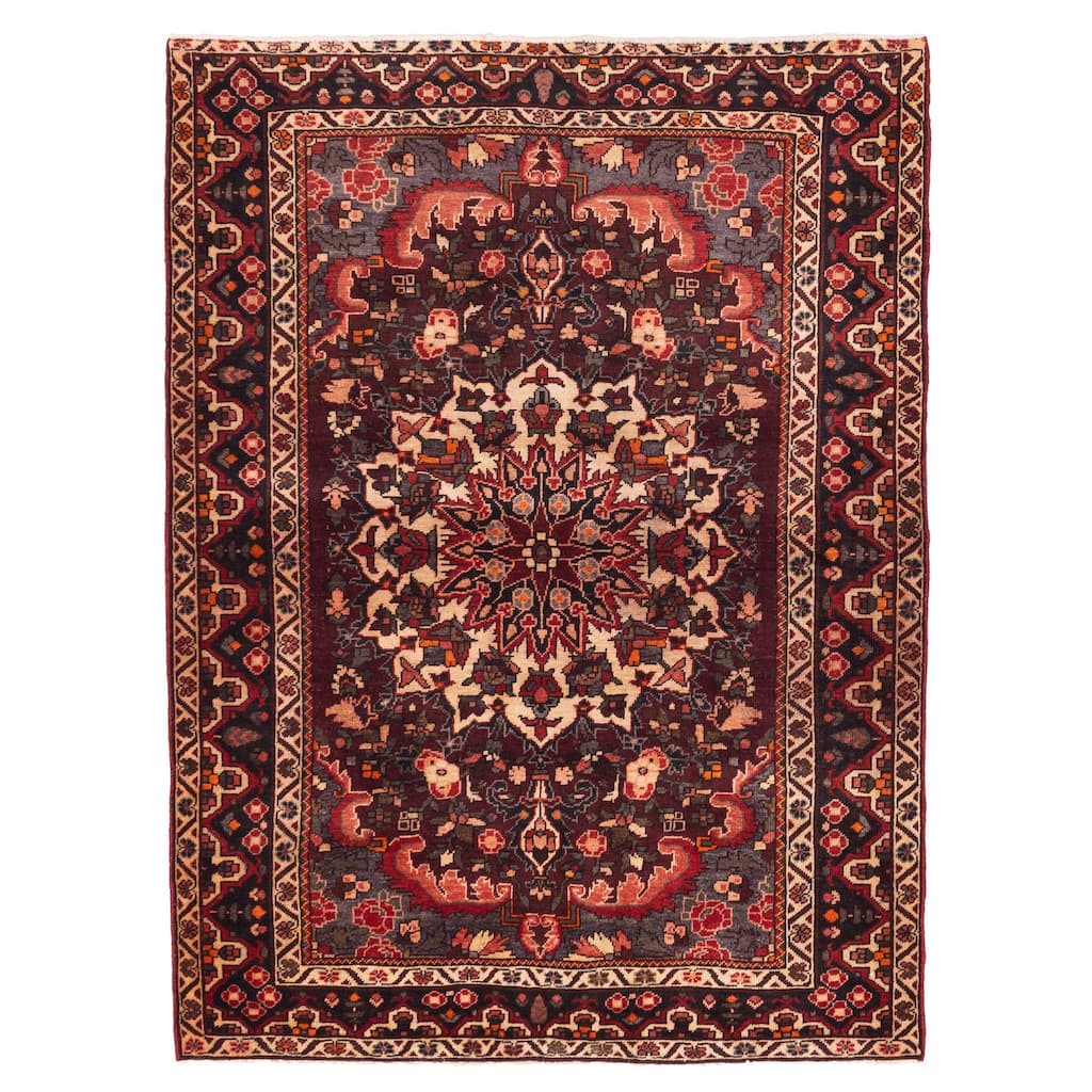 ECARPETGALLERY Hand-knotted Kayseri Vintage Dark Burgundy Wool Rug - 5'1 x 6'11