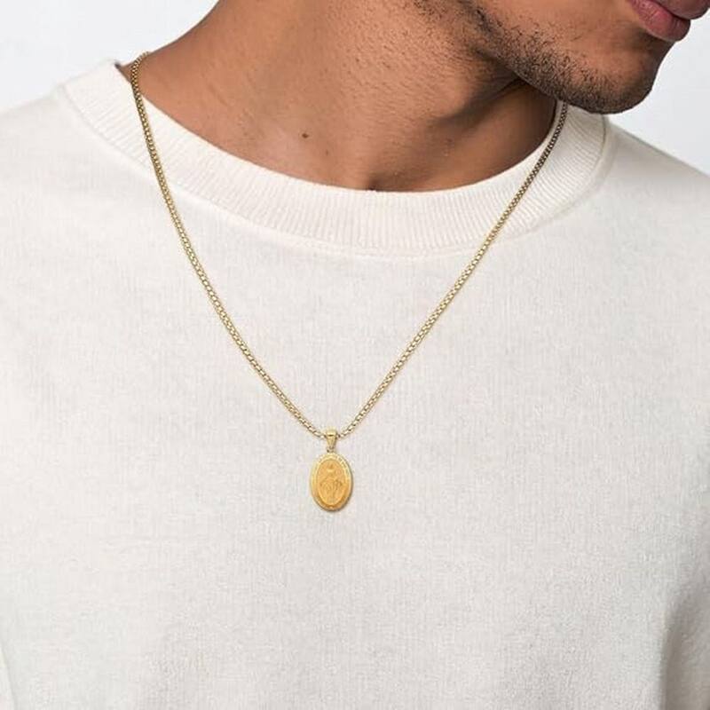 Curata 14k Yellow Gold18" 21x15mm Miraculous Medal Pendant Necklace