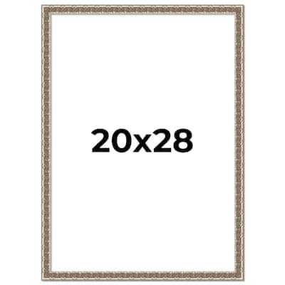 20x28 Frame Silver Versailles Ornate Solid Wood Picture Frame | 1 Inch