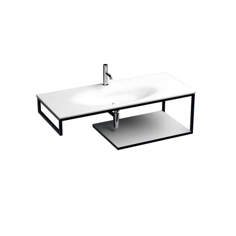 WS Bath Collections Louise 5480+9324K4 Louise 47-3/16" Free Standing - Glossy White / Matte Black