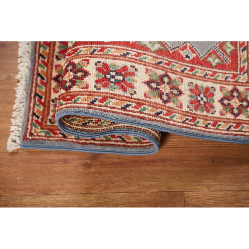 Geometric Kazak Accent Rug Handmade Traditional Wool Carpet - 2'0" x 3'0"