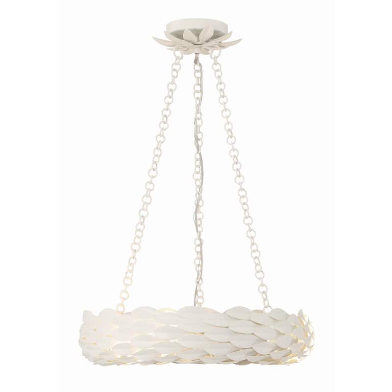 Broche 6 Light Matte White Chandelier - 18"W x 3.75"H x 18"D