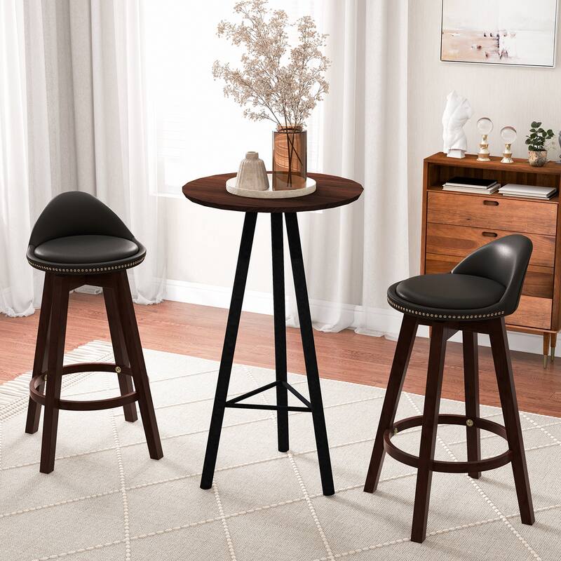 Costway Set of 2 Upholstered Swivel Barstools 29'' Wooden Dining - See Details