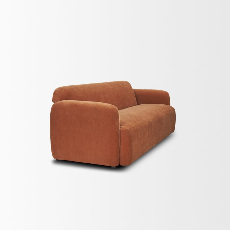 Saga Stonewashed Rust Chenille Fabric 3 Seater Sofa - 89.5L x 37.5W x 33.0H