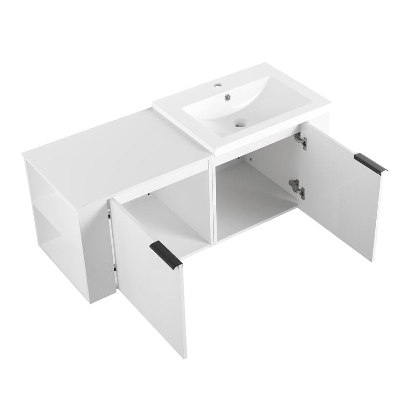 48" Oak Bathroom Vanity Sink Cabinet Set with Soft-Close Doors, Modern Bathroom Storage Solution