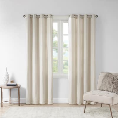 Plaid Rod Pocket and Back Tab Curtain Panel with Fleece Lining
