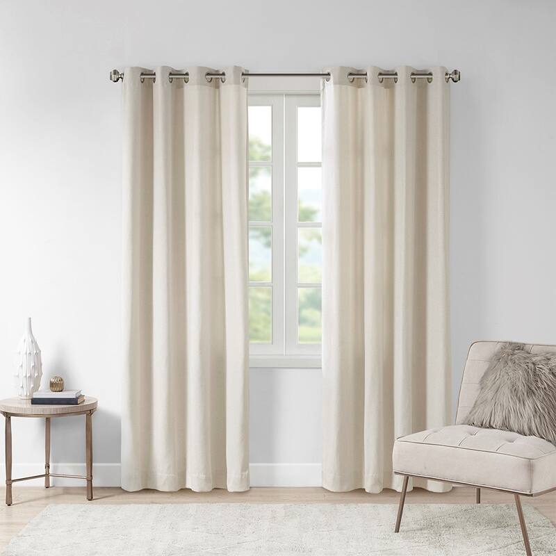 Twist Tab Total Blackout Window Curtain Panel Champagne 50x84" Blackout - Natural