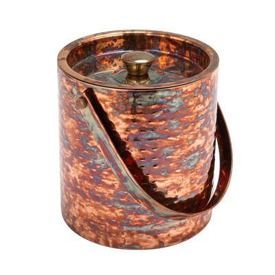 Hammered Oxidized Stainless Steel Ice Bucket