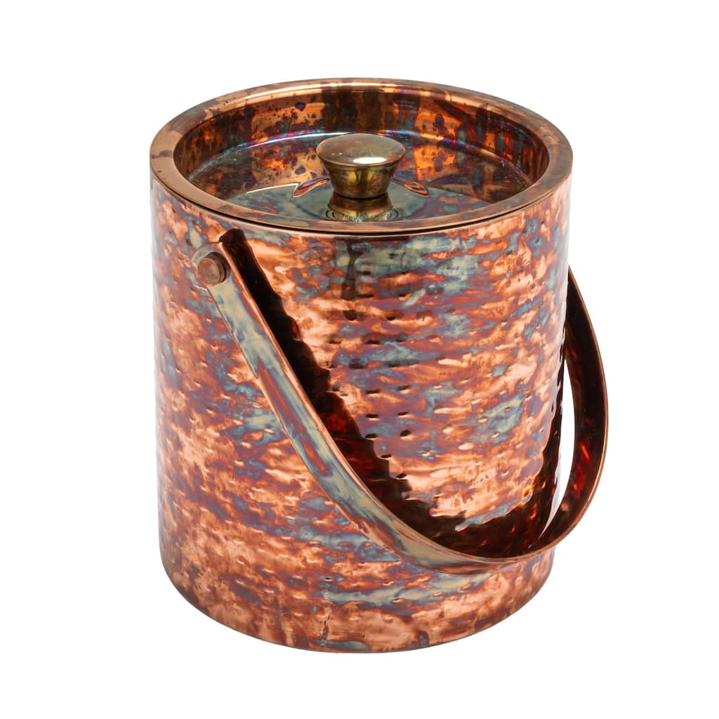Hammered Oxidized Stainless Steel Ice Bucket