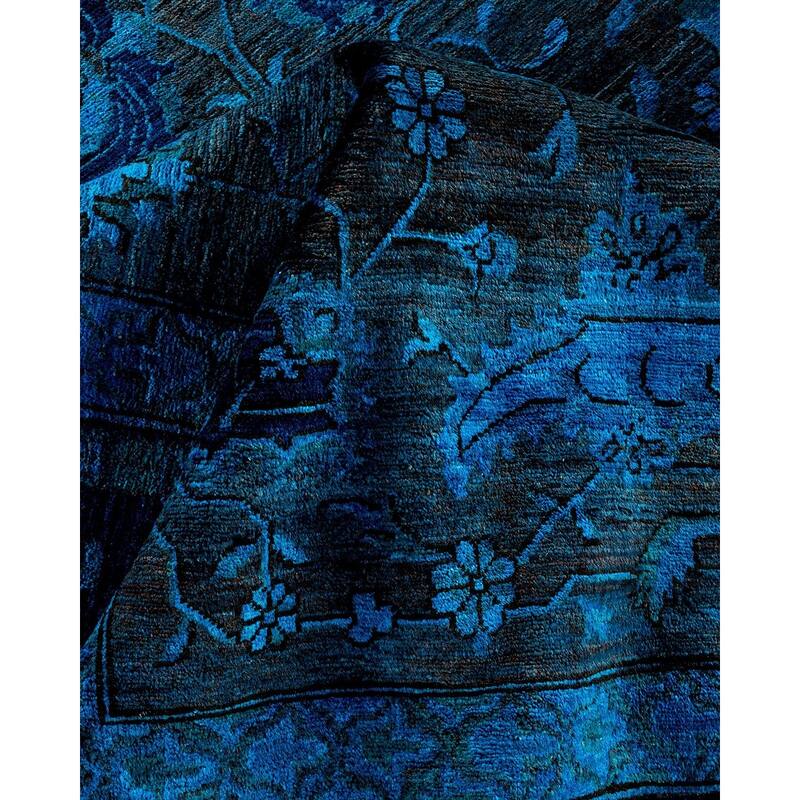 Overton Hand Knotted Wool Vintage Inspired Modern Contemporary Overdyed Black Area Rug - 10' 0" x 13' 10"