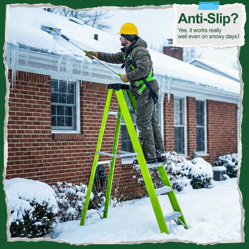 Anmytek Fiberglass ladder, single side step ladder, for electrical engineering ladder structure insulation ladder,green 5steps