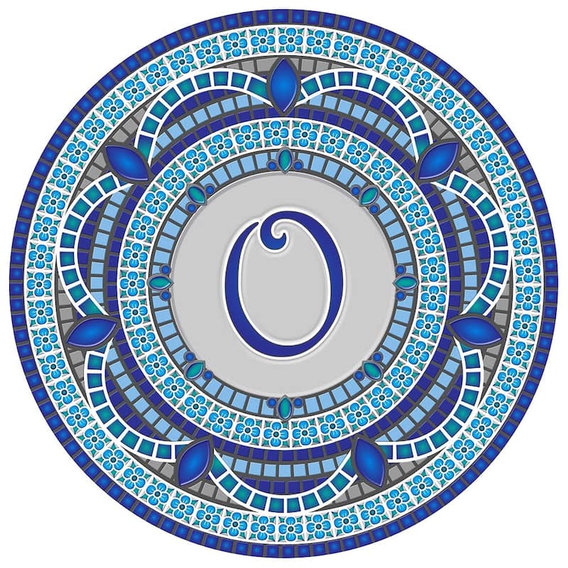 Custom Monogram Decorative Poolmat #1 - Mosaic Pool Art - 29" in Diameter - Letter "O"