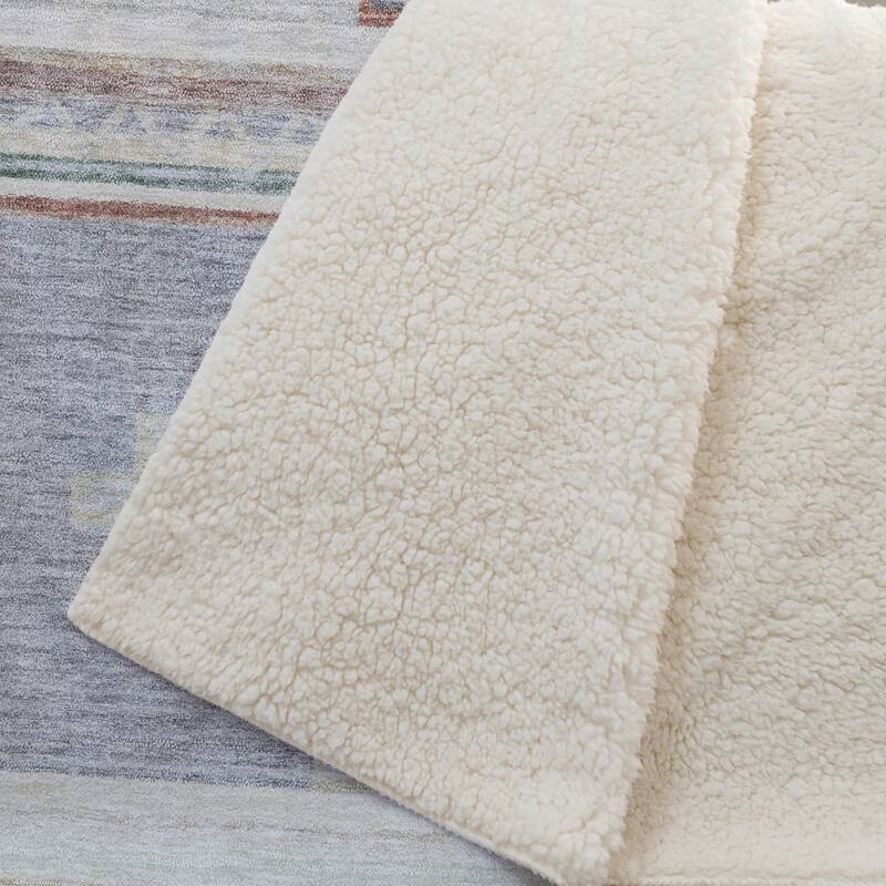 Premium Machine Washable ASB176 Boho Global Sherpa Throw Blanket