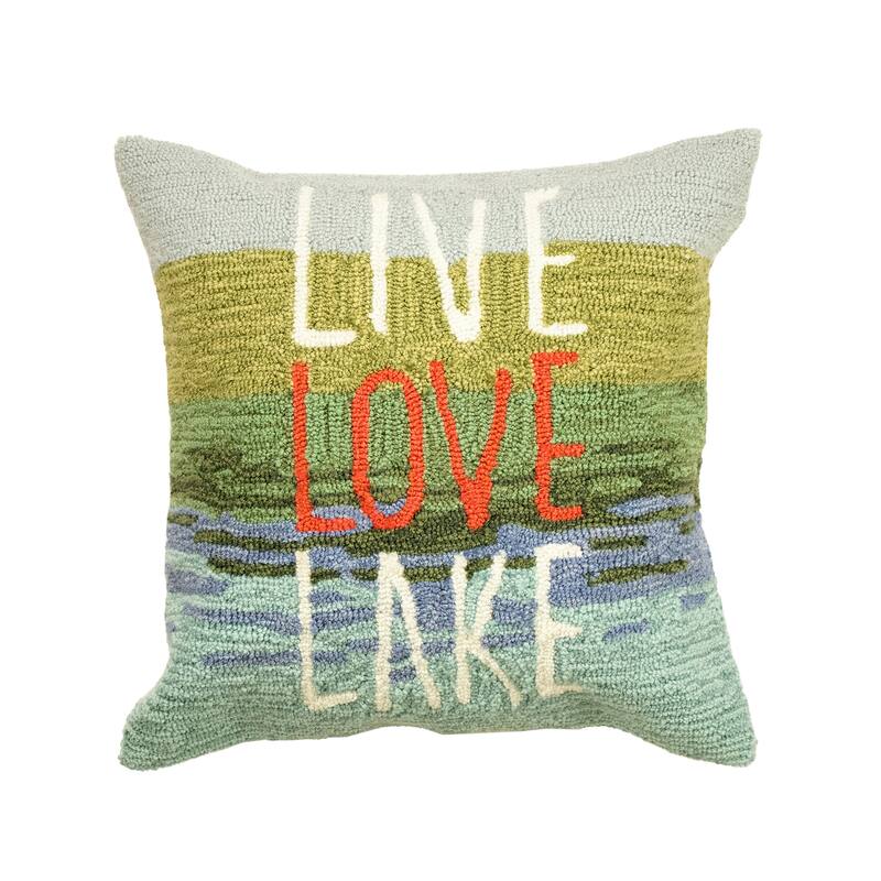 Liora Manne Frontporch Live Love Lake Indoor/Outdoor Pillow Water 18" x 18"