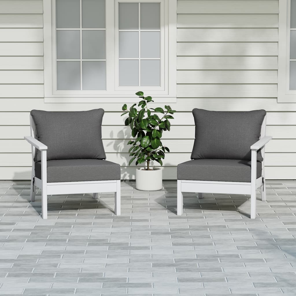 Birchwood All Weather HDPE Outdoor Patio Deep Seating White Loveseat (2-Piece)