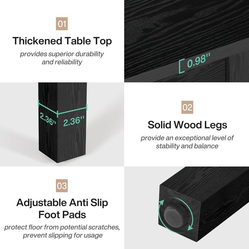 Square Wood Dining Table, Farmhouse Kitchen Table for Living/Dining Room